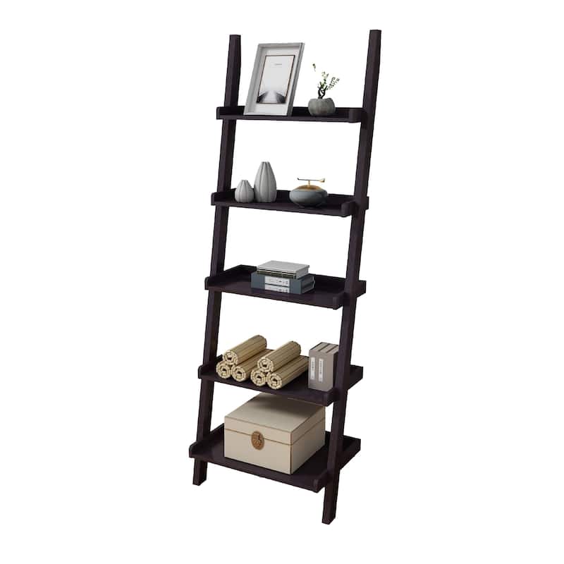 Accent Ladder Bookcase with 5 Shelves, 72 Inch, Red Cocoa Brown