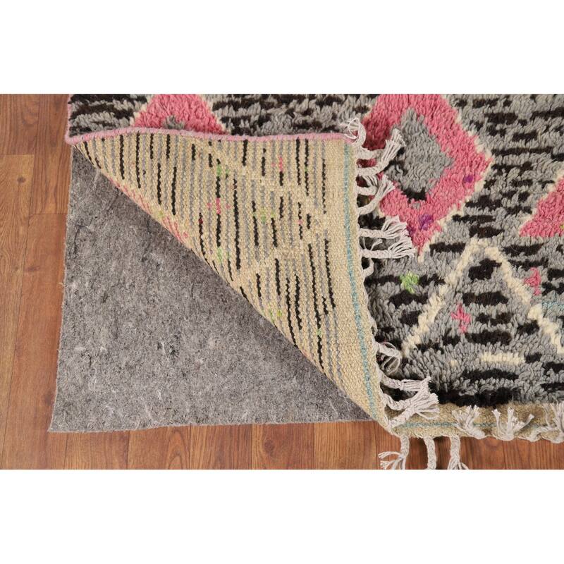 All-Over Geometric Moroccan Area Rug Handmade Wool Carpet - 5'10" x 9'7"