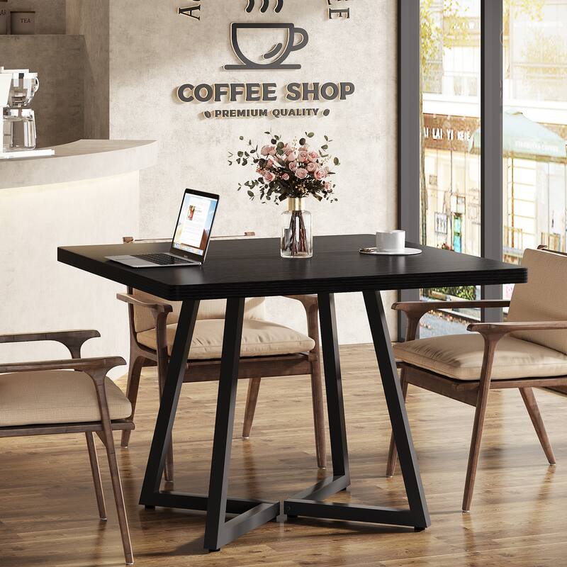 Square Dining Table for 4, 31.5" Industrial Dinner Table for Small Space - 1 PC - Black