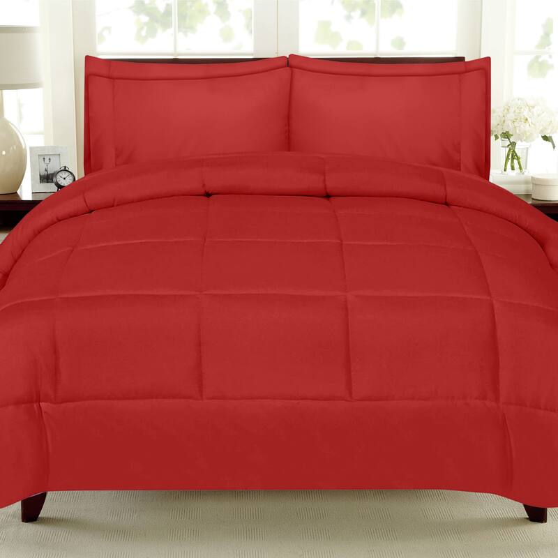 Sweet Home Collection Luxury Solid Bed-In-a-Bag with Sheet Set - Red - King