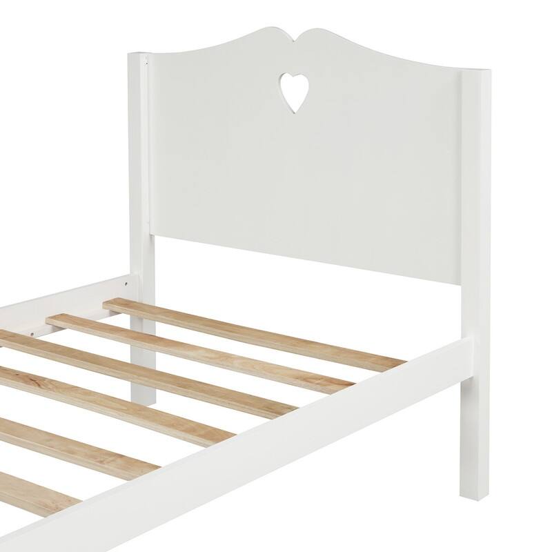 80" Frame Twin Platform Bed with Heart Shaped Headboard and Footboard Simple and Cute