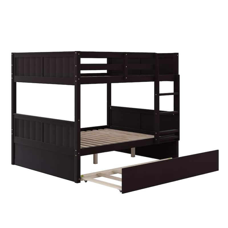 Full Pine Bunk Bed with Twin Trundle, Convertible