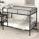 preview thumbnail 1 of 45, Twin Over Twin Steel Bunk Bed with Guardrails and Convertible Design Black
