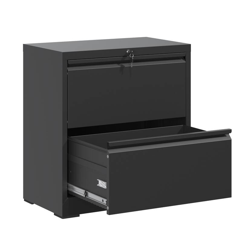 2 Drawer Lateral File Cabinet with Lock, Metal Lateral Filing Cabinet