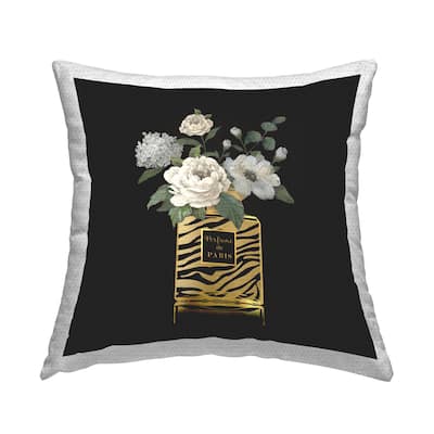 Stupell Floral Zebra Pattern Perfume Printed Outdoor Throw Pillow Design by Nan