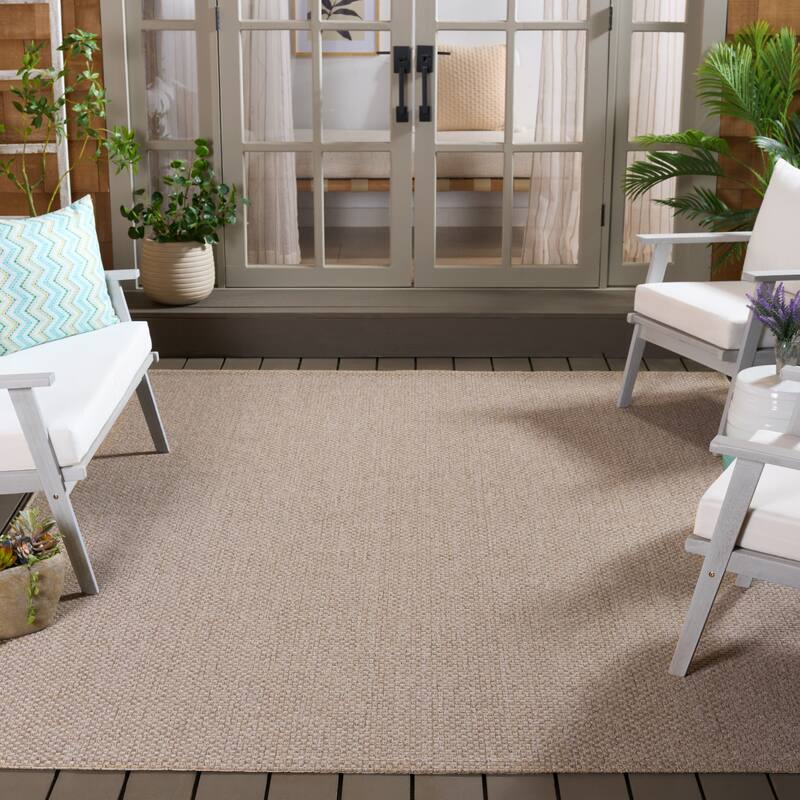 SAFAVIEH Sisal All Weather Tishie Indoor/Outdoor Waterproof Patio Backyard - 10' x 14' - Taupe