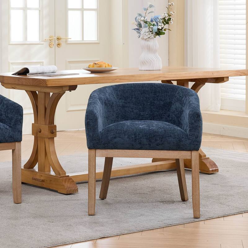 Roomfitters Upholstered Dining Chairs with Barrel Back & Wood Legs, Modern Accent Side Chairs for Kitchen and Living Room