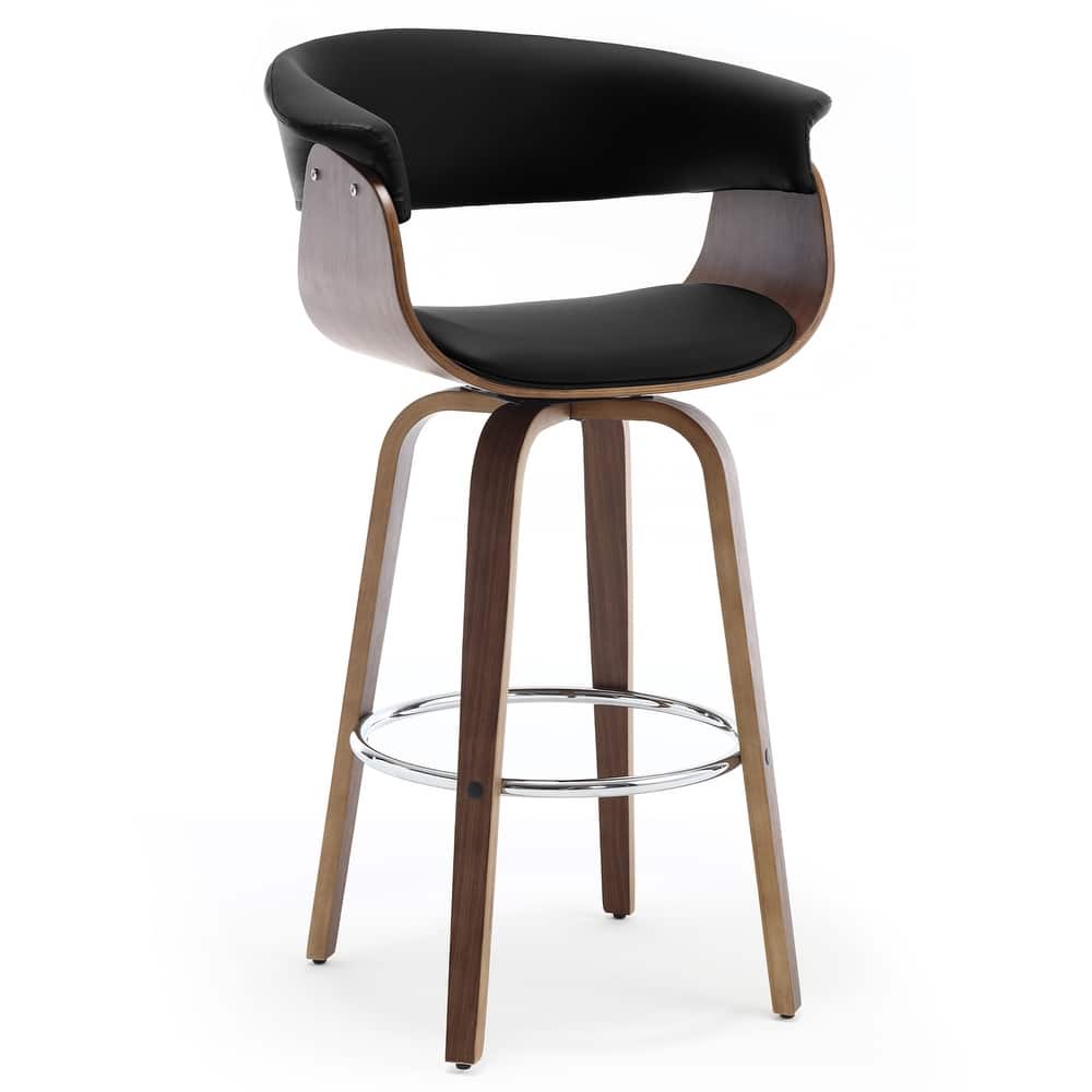 26"/29" Faux Leather Swivel Bar Stools, Wood Counter Stool