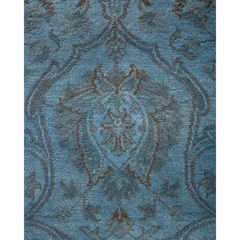 Overton Hand Knotted Wool Vintage Inspired Modern Contemporary Overdyed Blue Area Rug - 8' 2" x 10' 4"