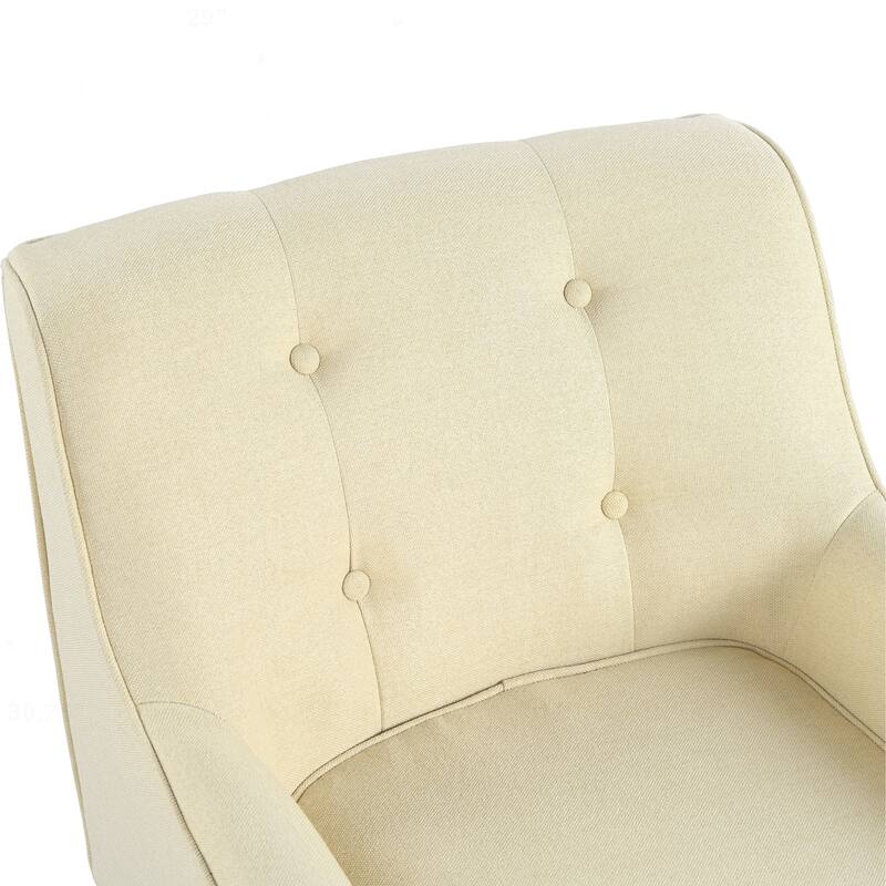 Mid-Century Modern Armchair with Tufted Fabric and Solid Wood Legs for Various Rooms