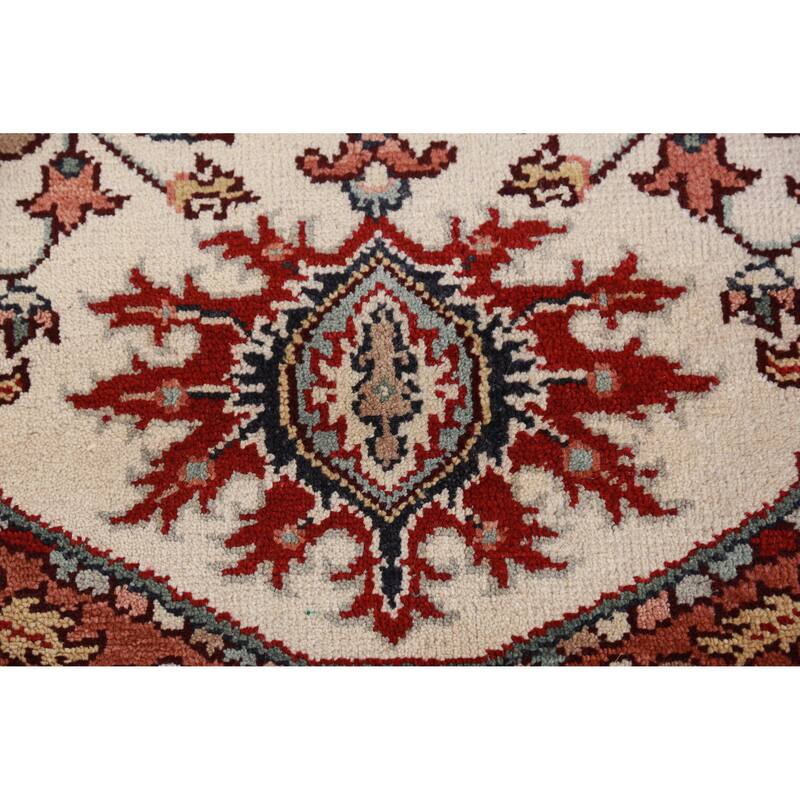 Hand Knotted Oriental 100% Wool Carpet Traditional Medallion Beige & Ivories Heriz (serapi) Area Rug - 10' 0'' X 7' 11''