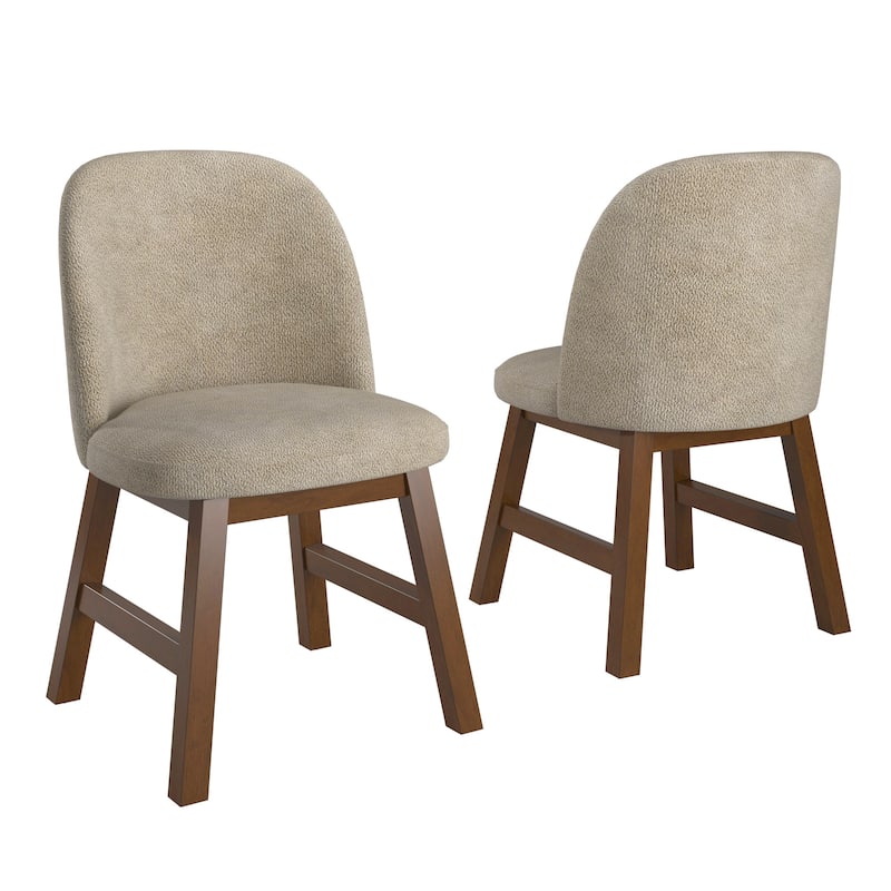 Harstad Wood Finish Taupe Fabric Curved Low Back Dining Chair (Set of 2) by iNSPIRE Q Modern - Walnut