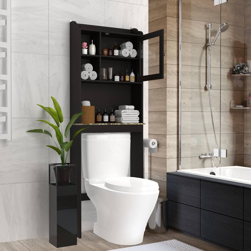 Modern Over The Toilet Space Saver Organization Wood Storage Cabinet For Home