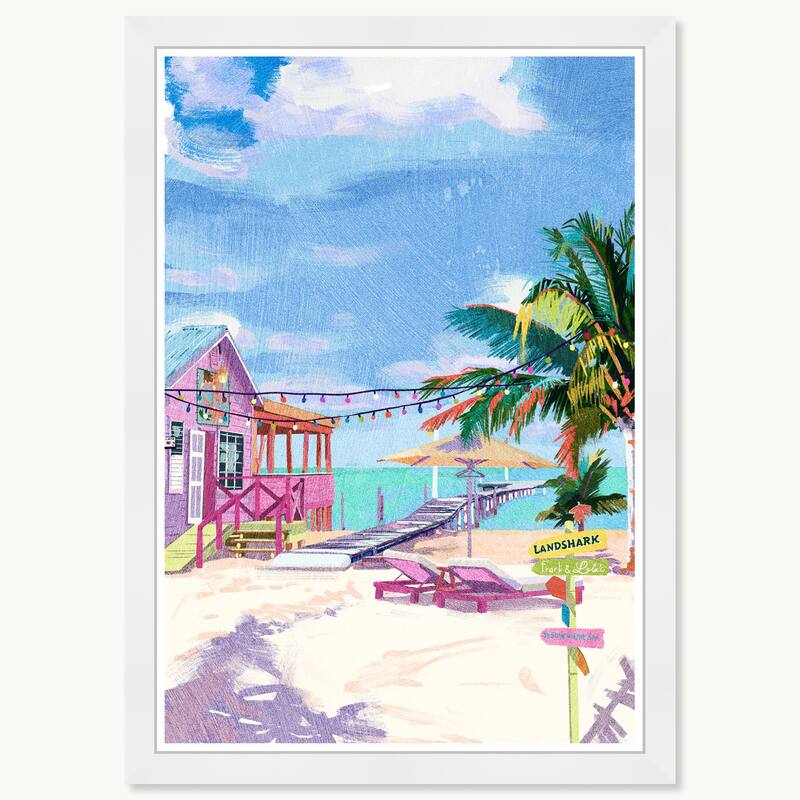 Wynwood Studio Beachside Lounge Framed Beachfront Coastal Prints - 15 x 21 - White