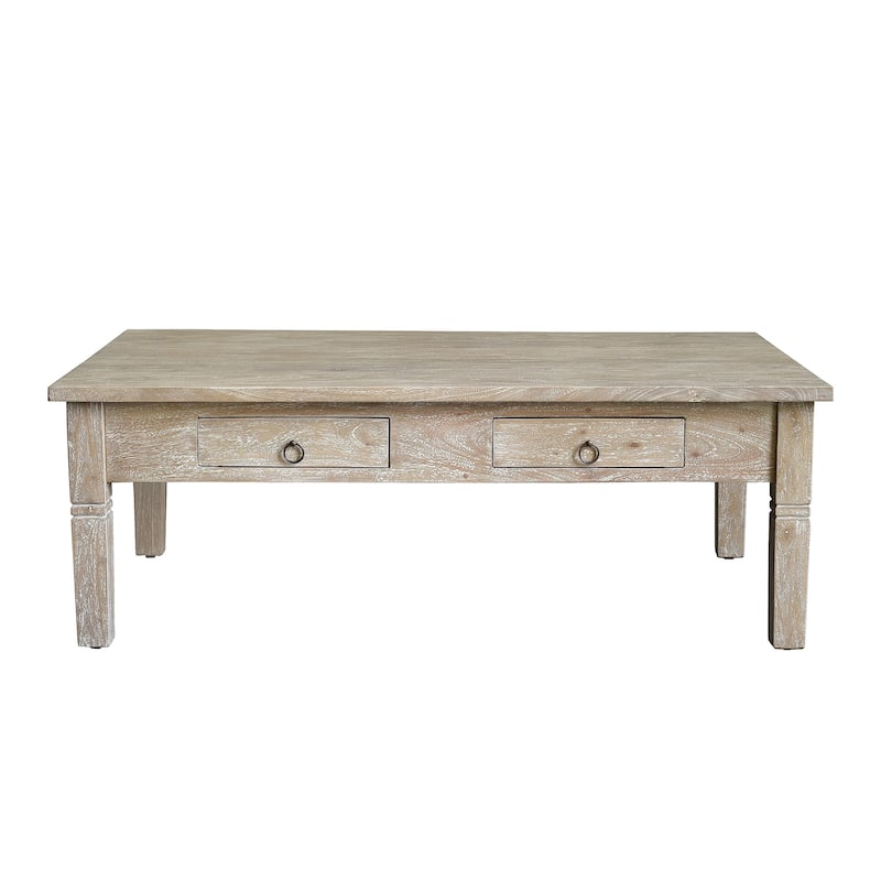 Sedona Rectagular Solid Mahogany Wood Coffee Table With Drawers