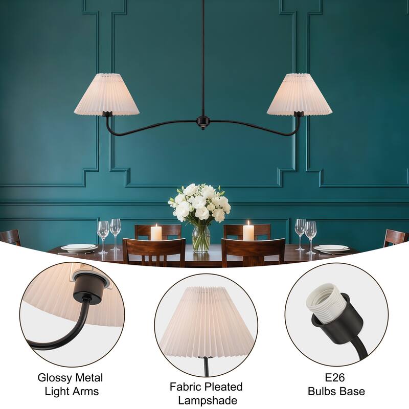 2-Light Linear Pleated Fabric Pendant Light
