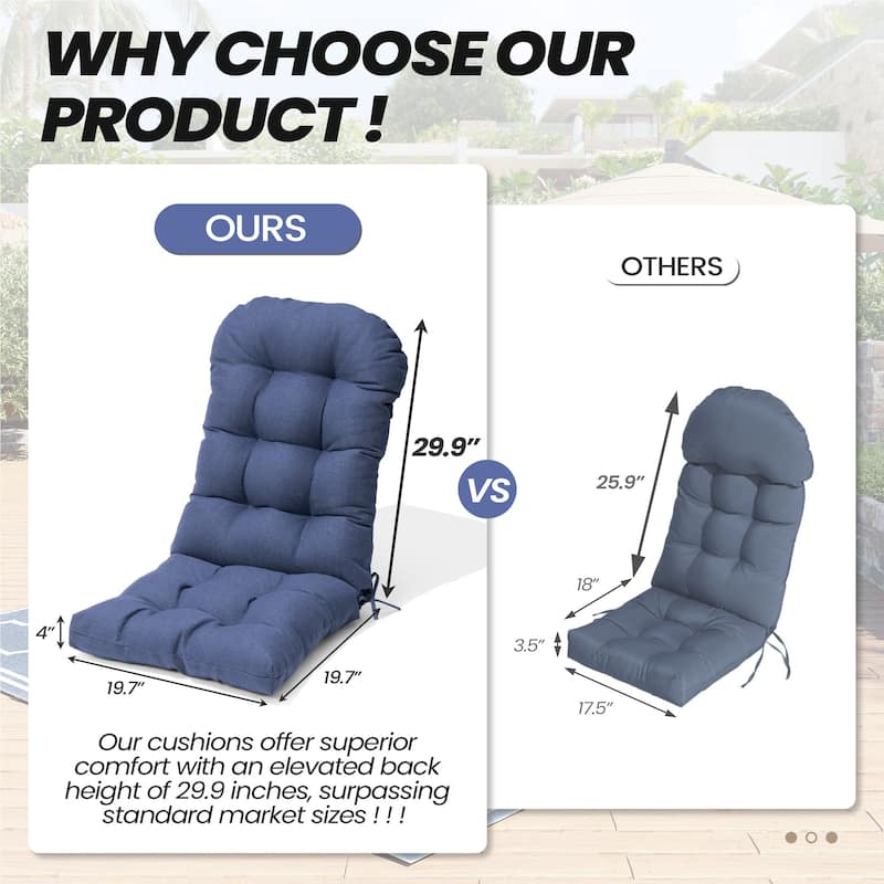 Outdoor Adirondack Chair Cushion Thickened Patio Chair Pad Lounge Rocking Chair Cushion