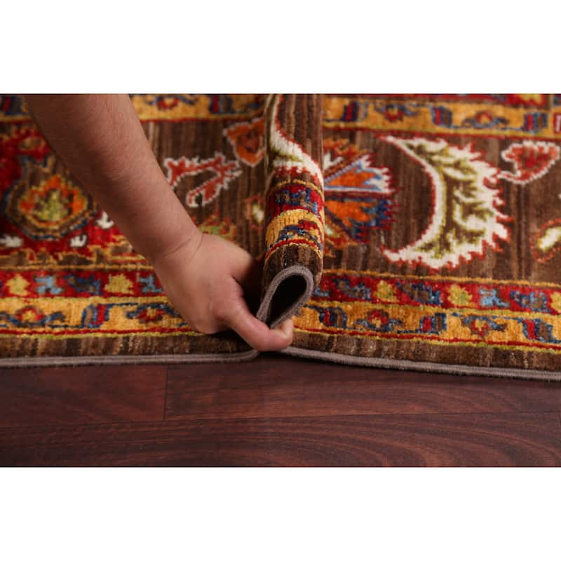 Geometric Vegetable Dye Ziegler Oriental Area Rug Handmade Wool Carpet - 6'0" x 8'9"