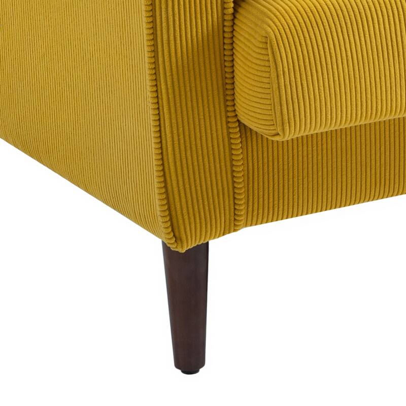 Corduroy Upholstered Armchair with Bolster Pillows Set of 2