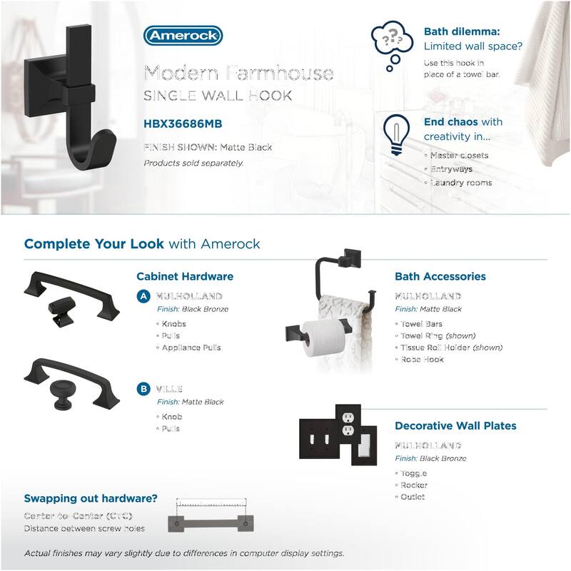 Amerock HBX36686 Burbank Single Robe Hook