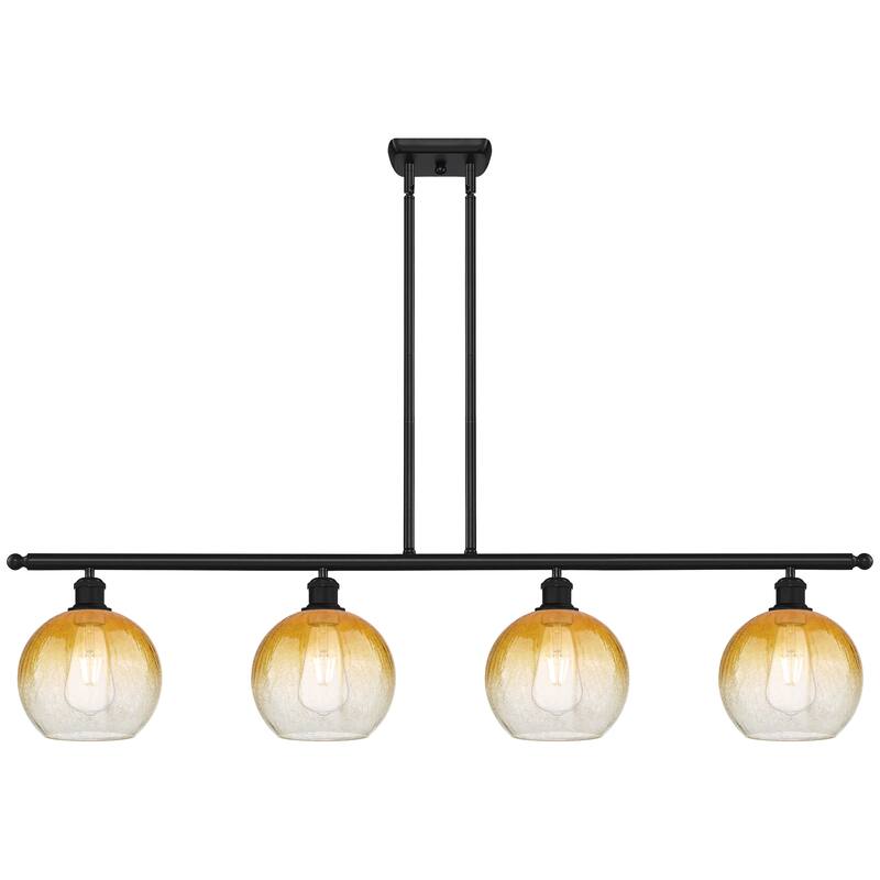 Innovations Lighting Endless Possibilities Ballston - Brookhaven Globe - 4 Light 48" Stem Hung Island Light - Matte Black/Amber