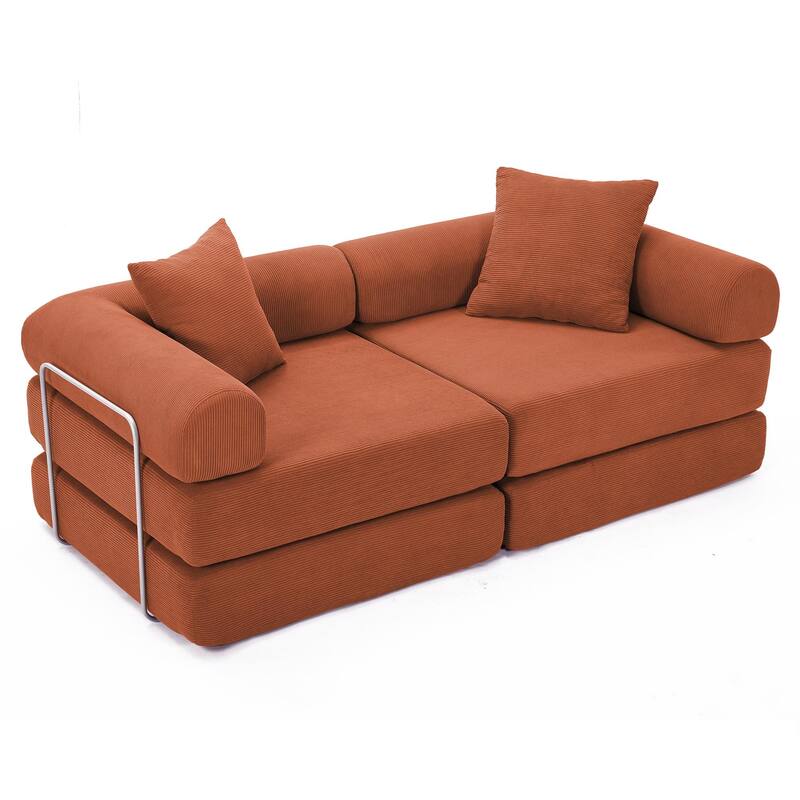 Modular Couch Sofa Bed, Convertible Design with Removable Armrests,Folding Mattress Couch for Small Spaces ,No Assembly