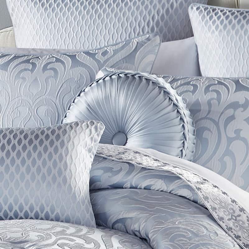 J. Queen New York Liana Tufted Round Decorative Throw Pillow - Accent - Polyester - Powder Blue