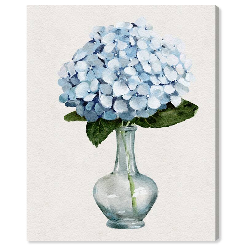 Wynwood Studio Canvas Floral and Botanical Contemporary Blue Floral Blue and Traditional Wall Art Canvas Print