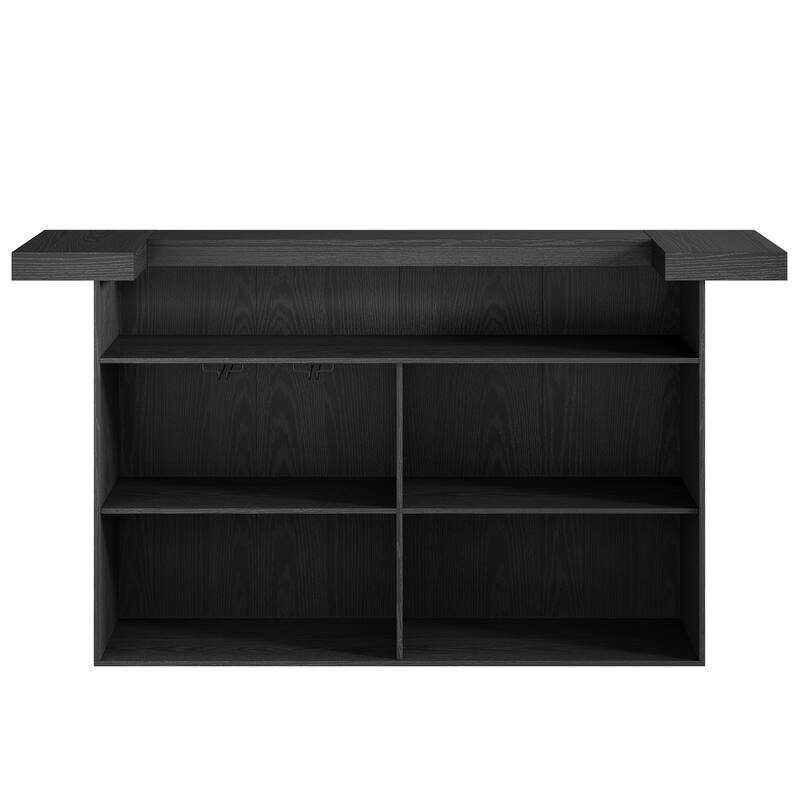 4-Tier Bar Table, 70.9-Inch Large Wooden Home Bar Unit