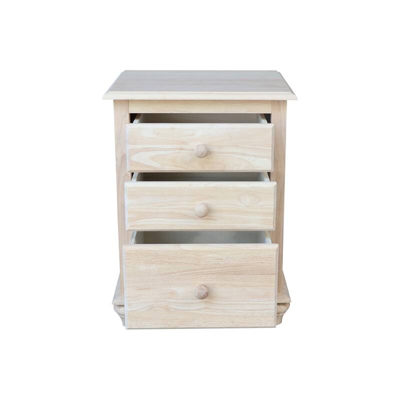 International Concepts Solid Wood 3-Drawer Nightstand