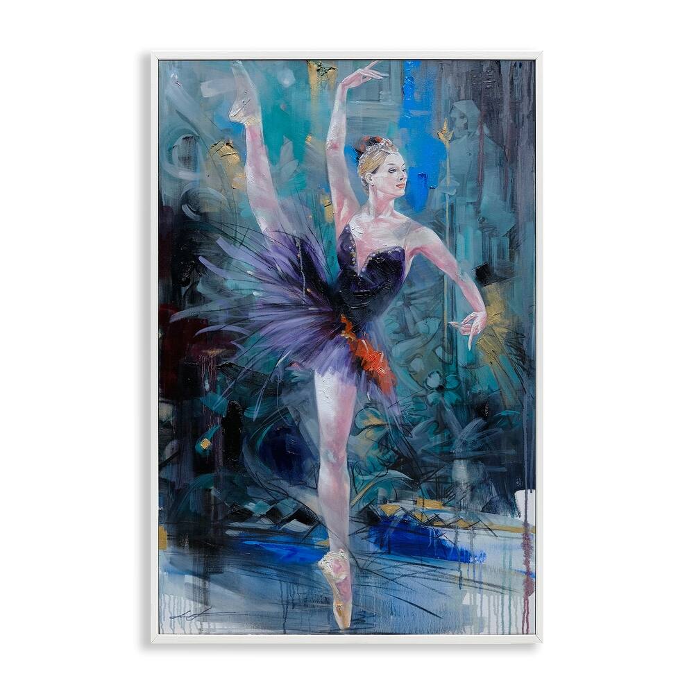Stupell Vivid Ballet Dancer on Blue Framed Giclee Art Design By Lucille Lee