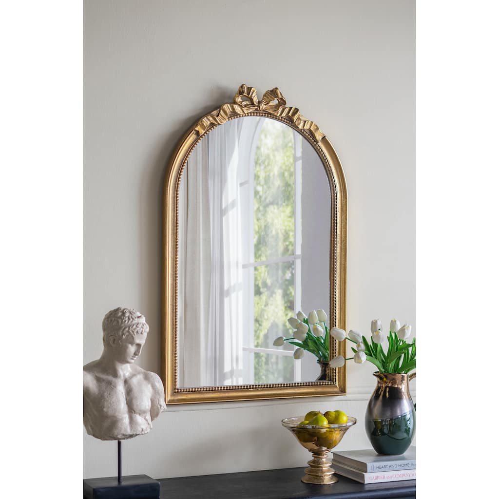 Baroque Style Gold Arch Wall Mirror - Decorative Accent