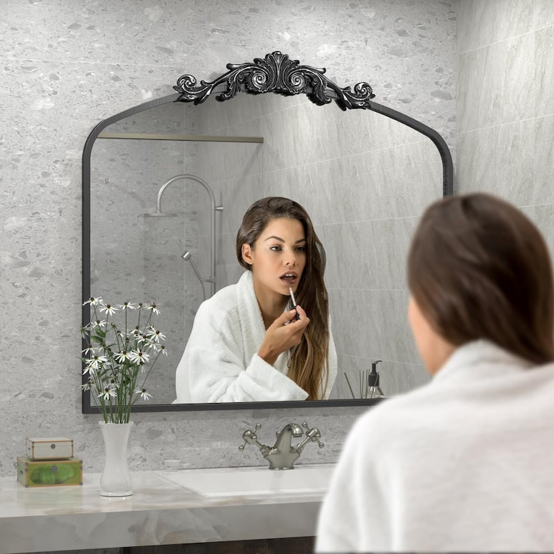 Arched Vintage Mirror Traditional Baroque Style Wall Mirror