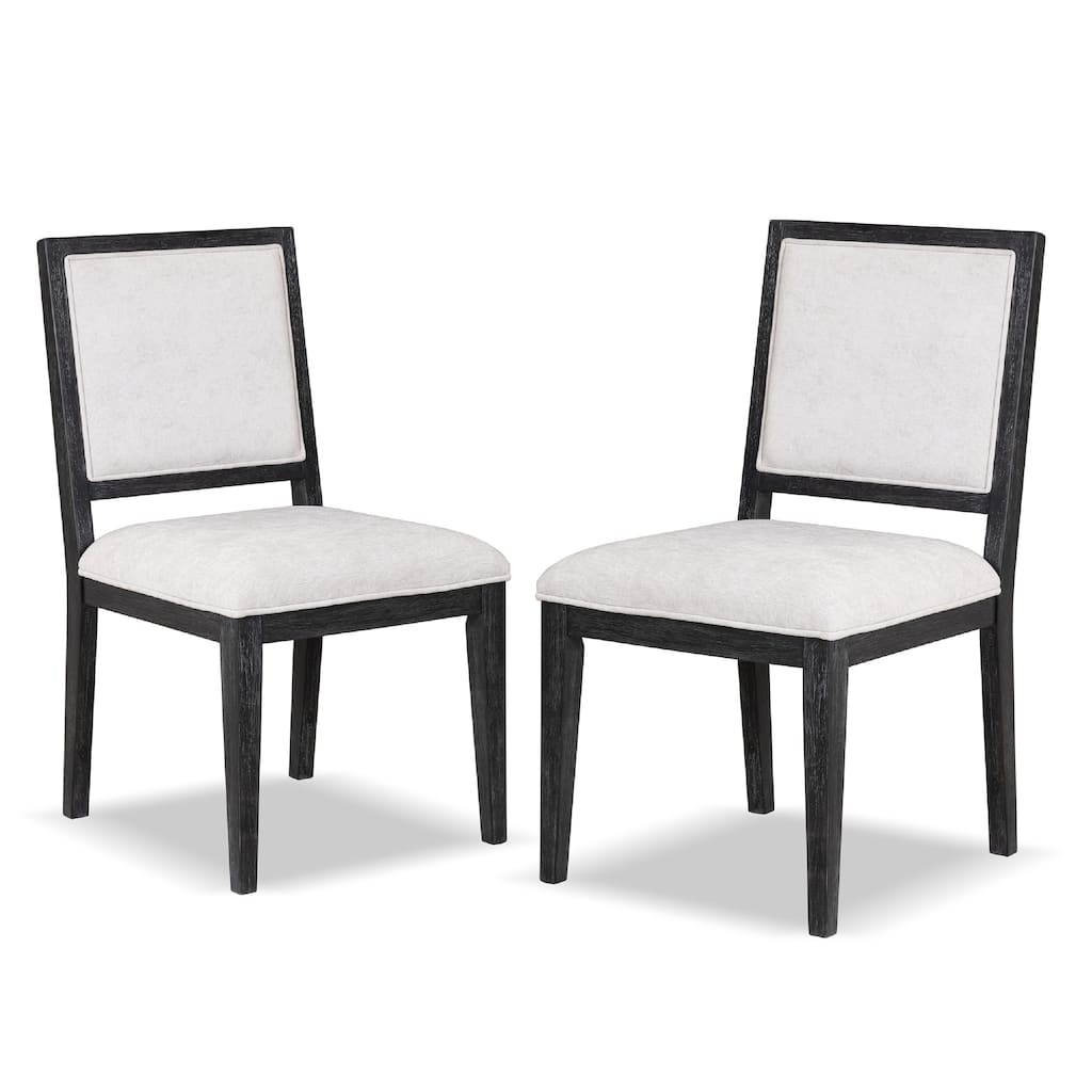 Ginie Dining Side Chair Set of 2, Farmhouse Legs, Black Rubberwood