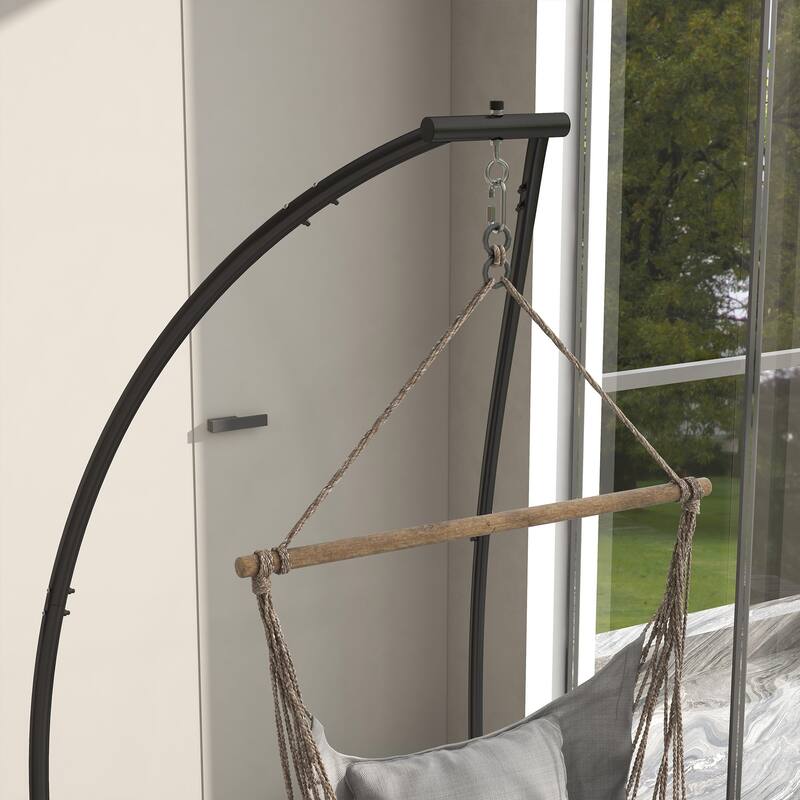 Outdoor C Shape Hanging Chair Stand for Indoor & Outdoor, Black