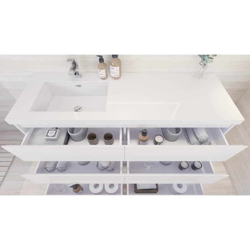 Aron 60'' Freestanding Vanity with Left Single Sink