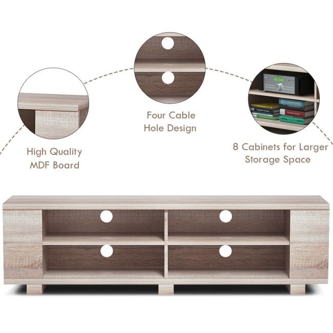 59" Console Storage Entertainment Media Wood TV Stand - 59" x 15.5" x 17.5" (L x W x H)