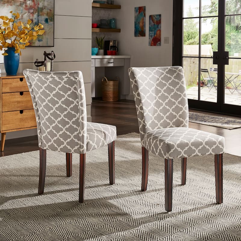 Catherine Moroccan Pattern Fabric Parsons Dining Chair (Set of 2) by iNSPIRE Q Bold