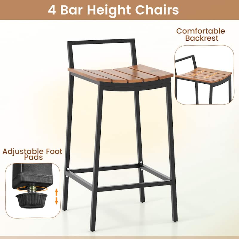 Gymax Acacia Wood Patio Table & Chair Set 5 Pcs Outdoor Dining Set w/