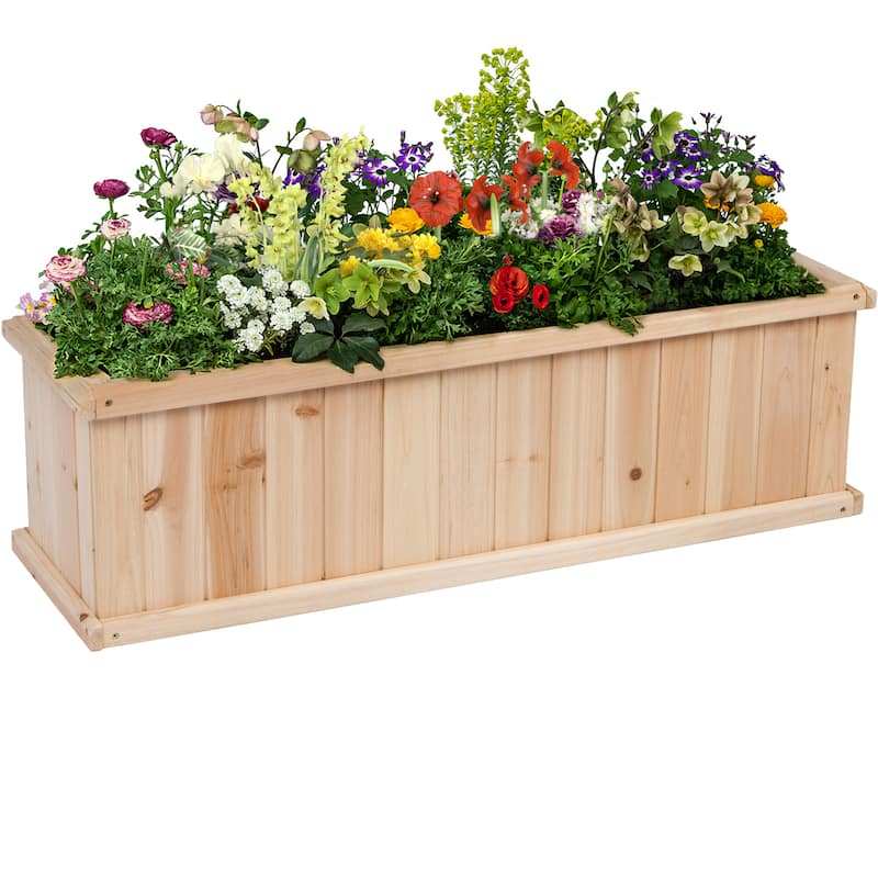 BloomBox Wooden Raised Garden Bed Backyard Patio for Herbs, Flowers, Vegetables with Drainage Holes - 40"L x 12"D x 12"H