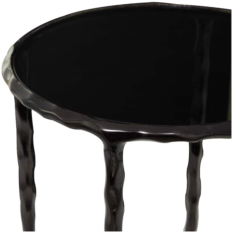 Aluminum Modern Accent Table with Shaded Glass Top