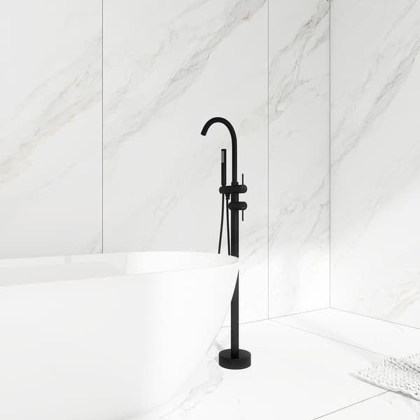slide 2 of 56, Freestanding Double Handle Clawfoot Tub Faucet - 8" x 47" Matte Black
