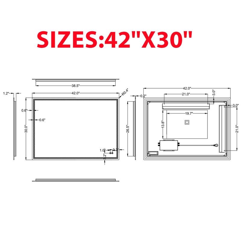 CB HOME Bathroom Mirror with Lighted, LED Wall Mounted Anti-Fog Bathroom Vanity Mirror, Backlit&Front Lighted,Frameless,Dimmable