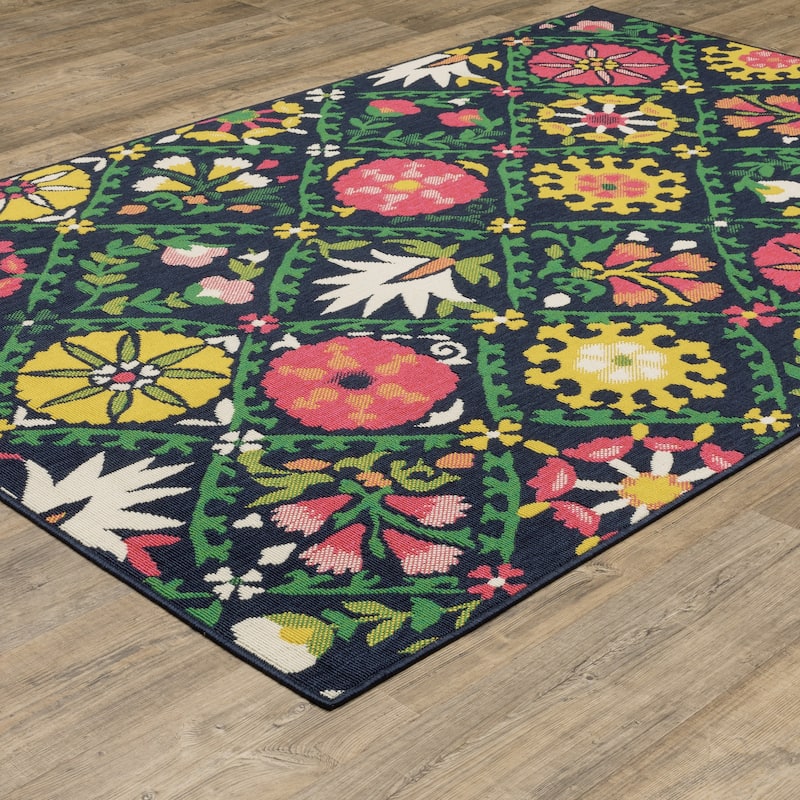 Harlowe Bold Boho Floral Navy/ Multi Area Rug