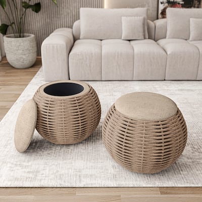 Woven Ottoman Comfortable choice, multiple functions, classic design, and cozy corners with Storage,