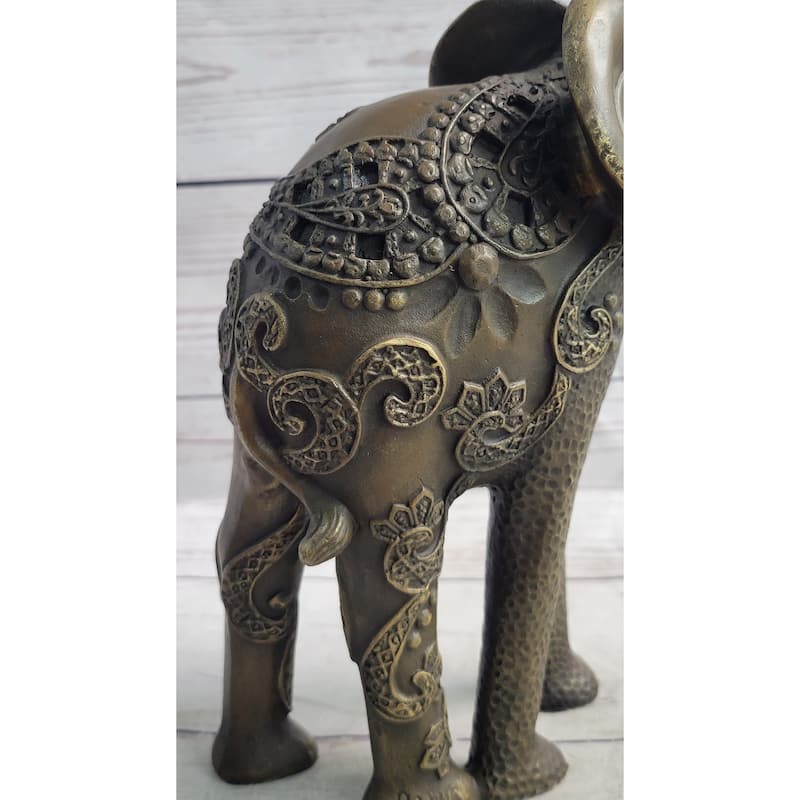 Decorative Indian Elephant Bronze Figure Statue Sculpture Hindu Design Handmade Art