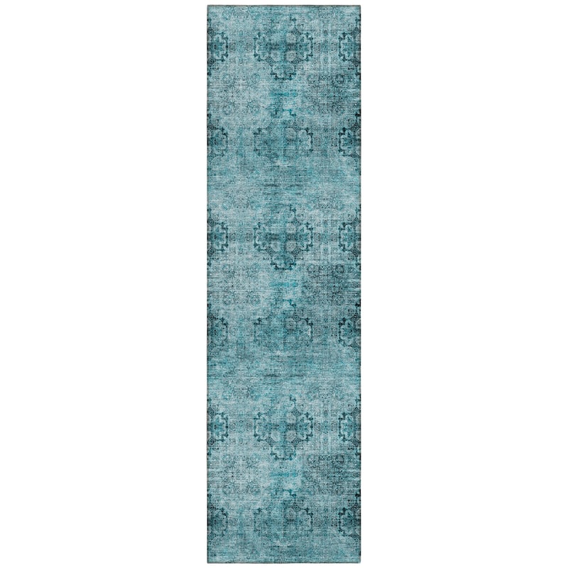 Machine Washable Indoor/ Outdoor Vintage Medallions Chantille Rug