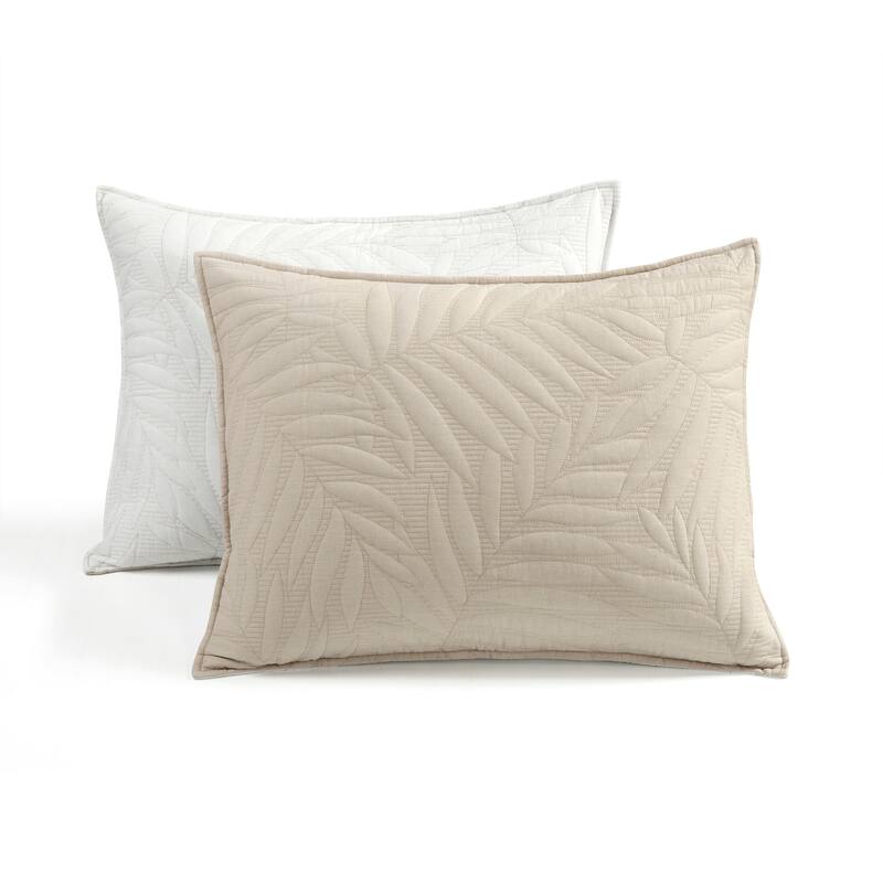 Lush Decor Isla Embroidered Leaf Reversible Cotton Quilt 3 Piece Set