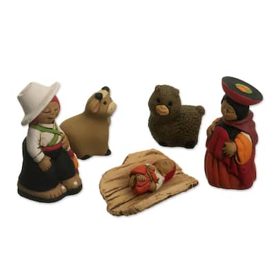 Novica Handmade Andean Christmas Scene Ceramic Nativity Scene (6 Pieces)
