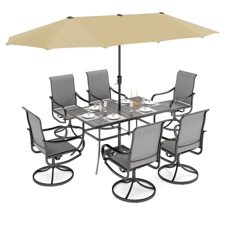 MAISON ARTS 7-piece Patio Dining Set with Textilene Swivel Chairs